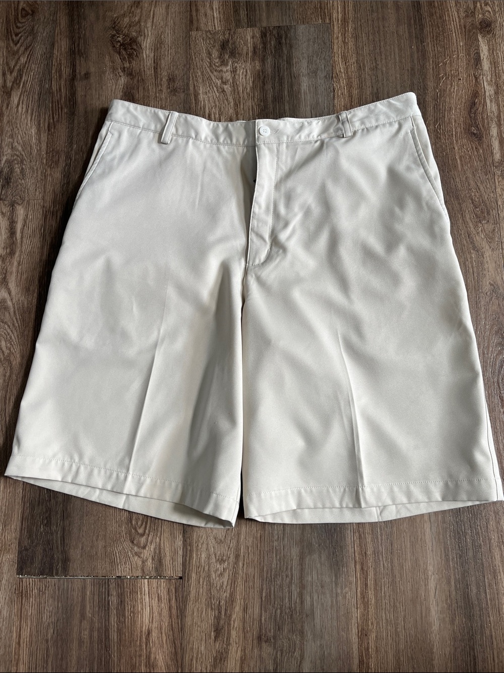 Vintage Nike Golf Fit Dry Shorts Men's 36 Beige Tan Crest Logo Y2K
